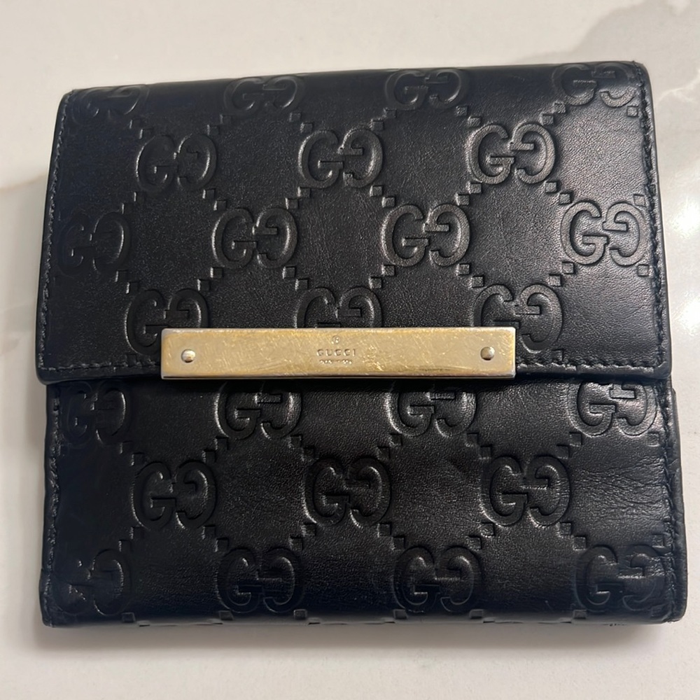 Gucci leather guccissima women’s bifold wallet